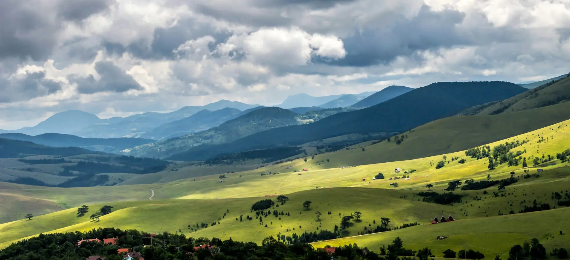 Scenic view of Zlatibor’s forests and meadows in Serbia.